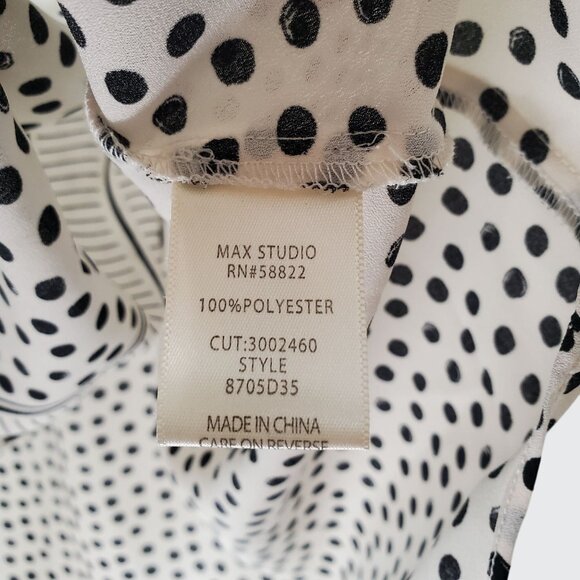 EUC Max Studio Womens Polka Dot Sleeveless Blouse Top S Polyester Black/White - Picture 6 of 7